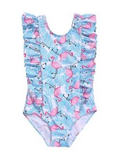 Girls One Piece Hawaiian Ruffle Swimsuit - Beachwear Bathing Suit for KidsBL0...