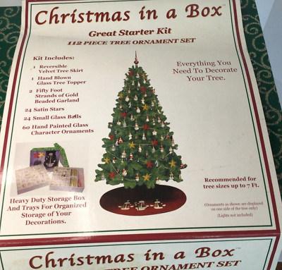 2003 MITH (Hong Kong) LTD Christmas in A Box 112 Tree Set 60 Glass Ornament Top