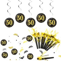 50. Geburtstag Party Feier Deko Set - TröTen + Spiral Girlanden + Konfetti