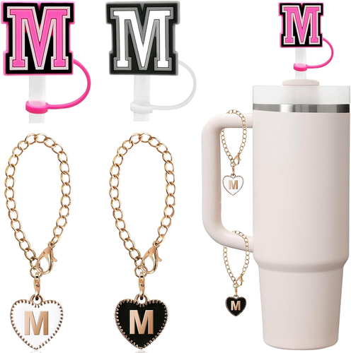 Straw Cover for Stanley Cup Accessories White Black Letter Cover Cap Letter Char
