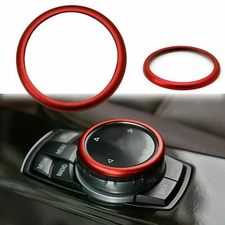 3D Red Metal JDM Center Console iDrive Multi-media Controller Knob Ring For BMW