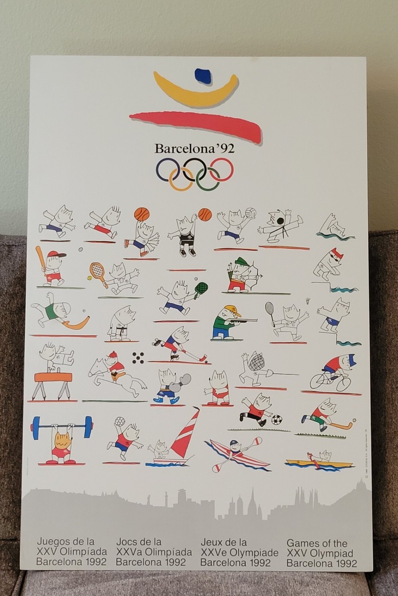 Vintage Barcelona '92 Summer Olympics Poster Cobi Mascot