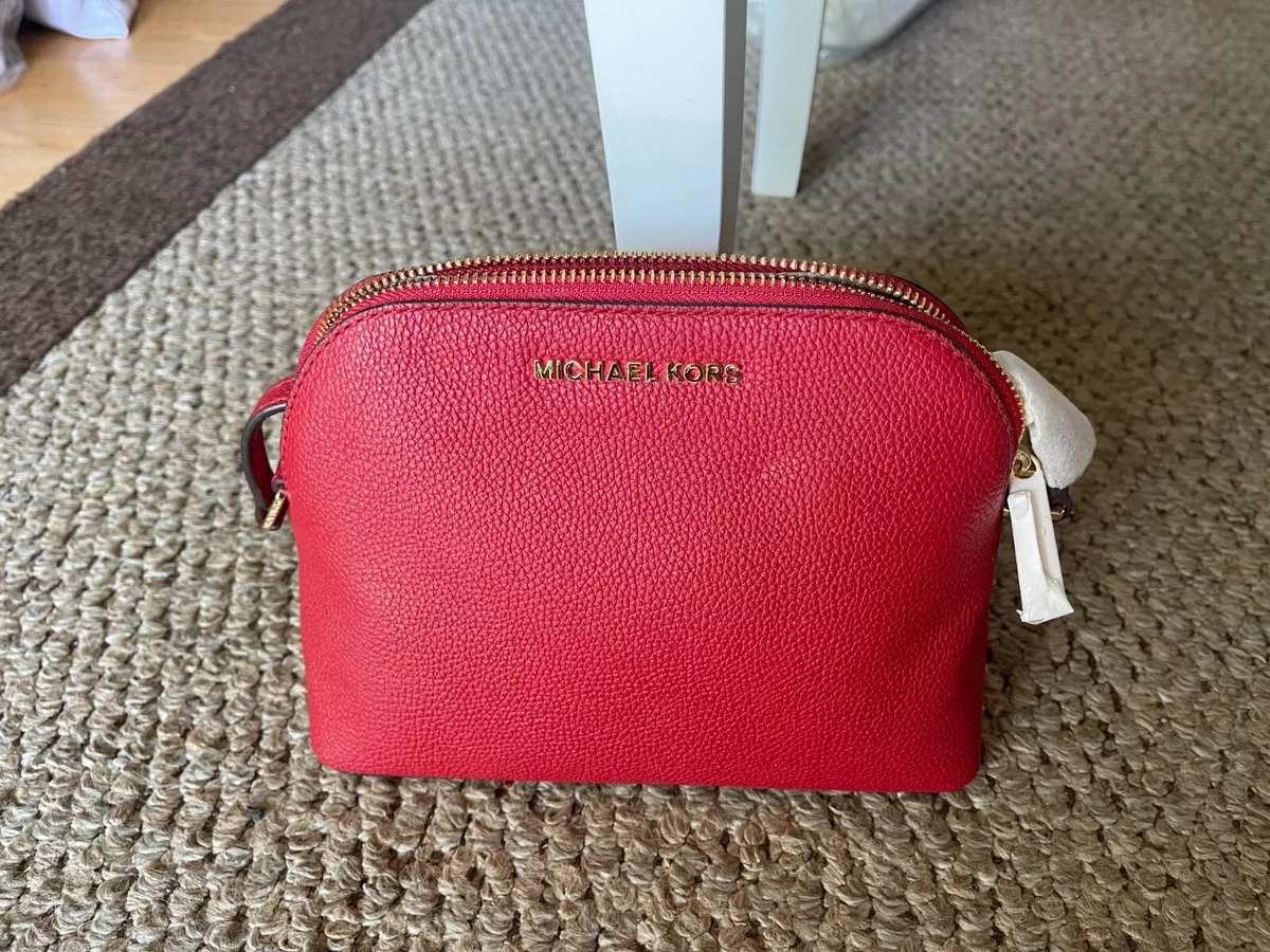 Michael Kors Adele Dome Scarlet Red Leather Crossbody Bag MSRP:$248