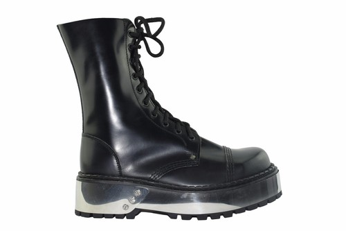 Steel Ground Combat Boots Black Leather 