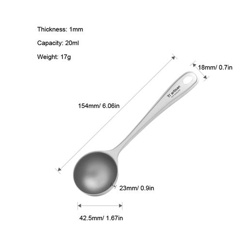 Cuchara medidora ligera de titanio puro de 1 pieza 20 ml 35 ml - Imagen 12 de 13