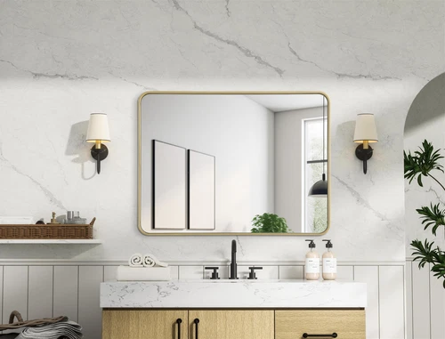 Elegant Decor Contour Metal Rectangle Mirror 30X40" Brass - Picture 6 of 11