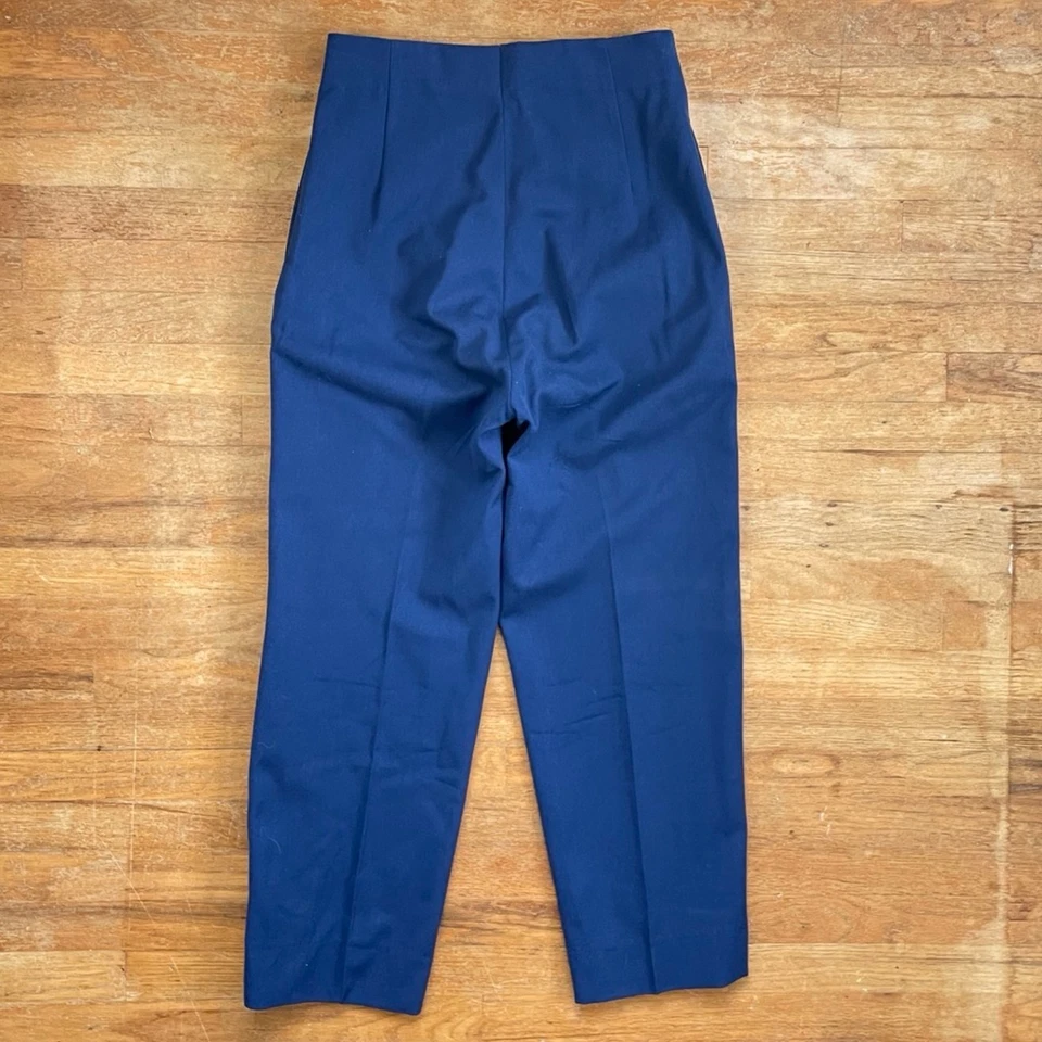 Vintage Mens Wool Military Pants Size 31 Waist 90s High Waist Blue Twill Striped - Image 4 of 4