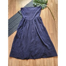 Gap Cotton Gauze Mixed Media Maxi Dress Strapless Navy Blue NWT Size XL