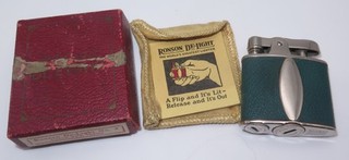 Vintage Mint 1930s Ronson De Light Green Leather Shield No. 4 AMW Lighter Box