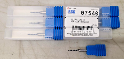 (6) KYOCERA SGS 1.5 Drill 2 FL TA, SER M226 1.5''x10.2x38 Drill Bit 07540