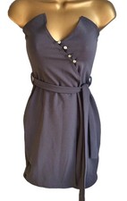 BNWT LADIES MISSGUIDED GREY BANDEAU WRAP BELTED MINI DRESS UK 6