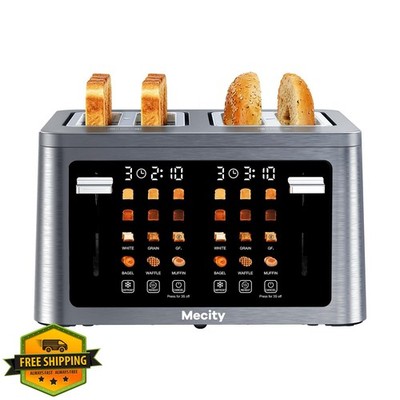 Mecity 4 Slice Toaster, Touchscreen, 6 Modes, Wide Slot