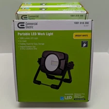 Lot of 3- Commercial Electric Portable LED Work Light/1000 Lumen/Folding Stand