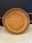 Large round Wicker, basket serving tray with handles