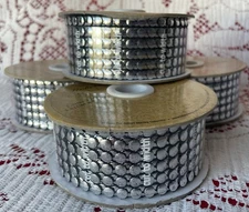 Silver Metallic Plastic Ribbon “Bling” Design 15” Long Cut To Fit, 4 Spools