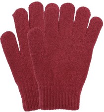 Burgundy One Size Knit Gloves For Winter Daily Wear Sports Running