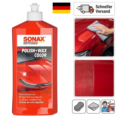 SONAX Polish & Wax Color rot 02964000 Politur Farbpigmente Wachs 500ml