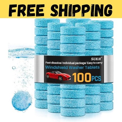 Car Windshield Washer Tablets - 100 PCS Washer Fluid Tablets Glass Cleaner Conce