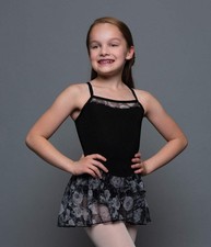 New Dance Leotard Skirt Motionwear 1028 Small Child Black Floral Ballet Tap Jazz