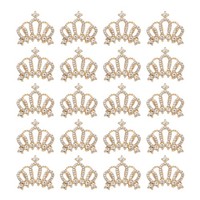 "20 StüCk Kronen-AnhäNger,1\" X 0,95\" Mini-Krone Mit Strasssteinen Aus Metall,Gold"