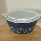 Vintage Pyrex Colonial Mist Blue White Casserole Bowl 2.5L 475-B With Lid