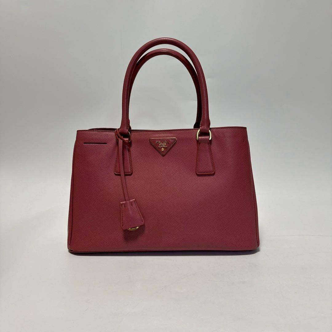 PRADA Galleria Saffiano Leather Handbag Pink Vintage Used Japan thumbnail 2