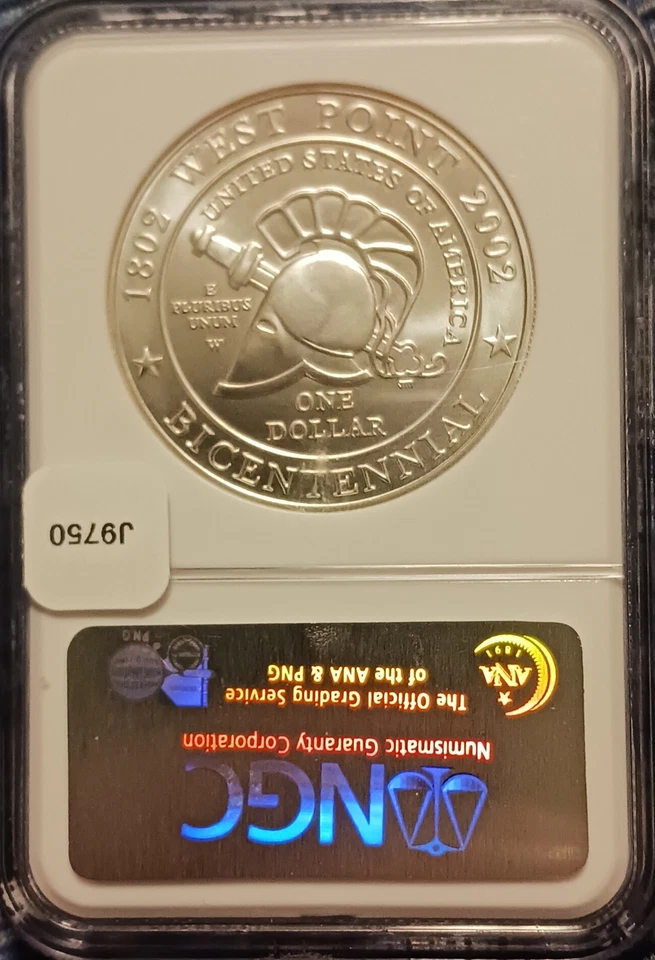 2002 W West Point Bicentennial Commemorative Silver Dollar - NGC MS 69 - Image 2 of 4