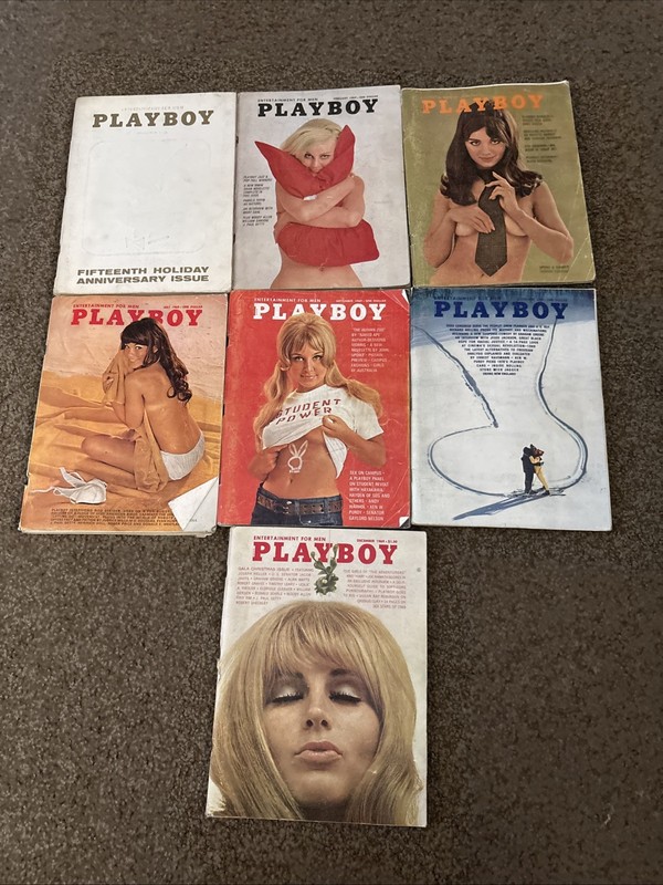Playboy Magazine 1969 Lot Of 7 All Centerfolds 15th Holiday Issue