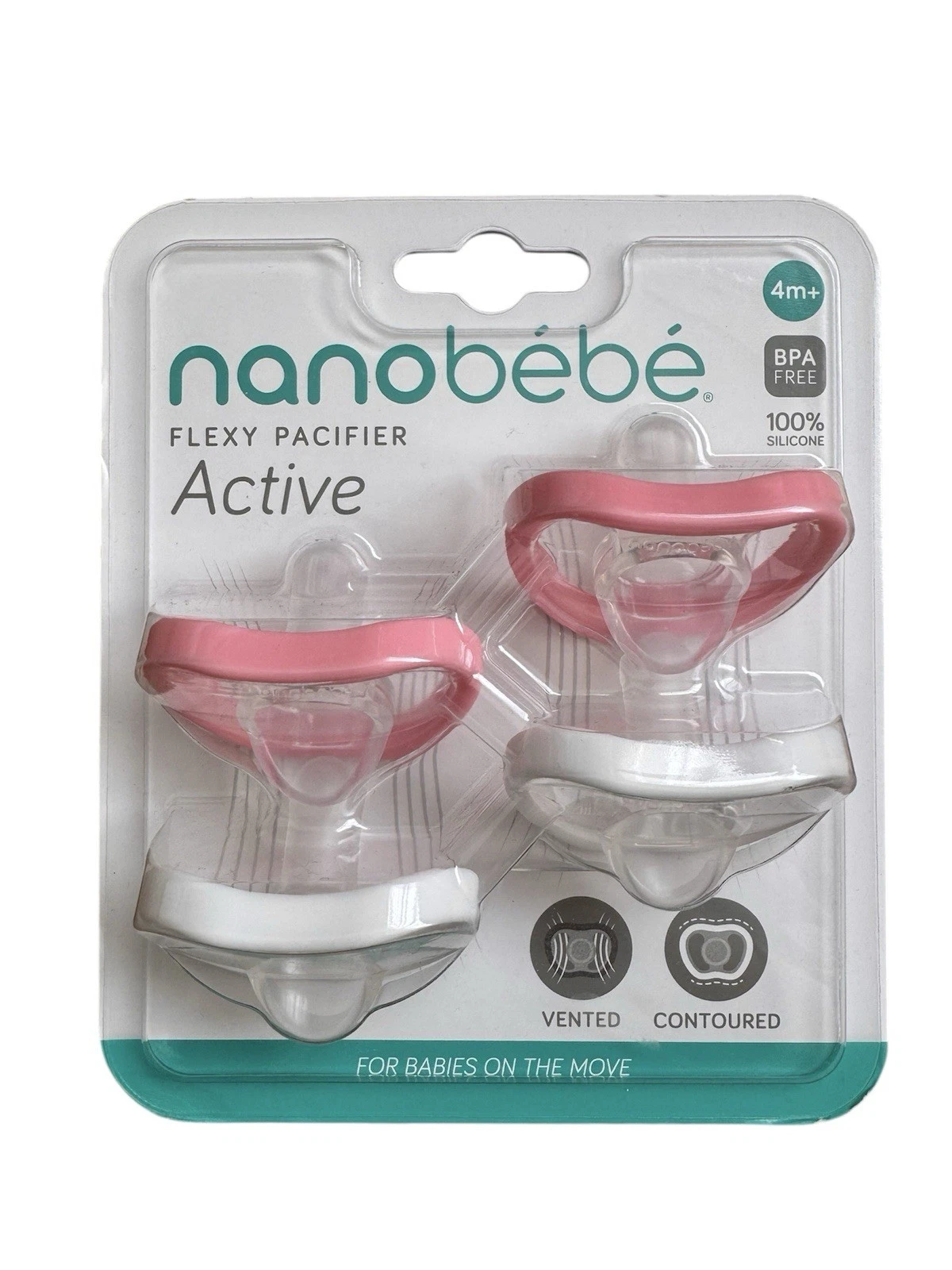 Nanobebe Active Flexy Dummies Pacifier (4m+) Orthodontic, 4 Soothers, Pink/White
Opens in a new wind