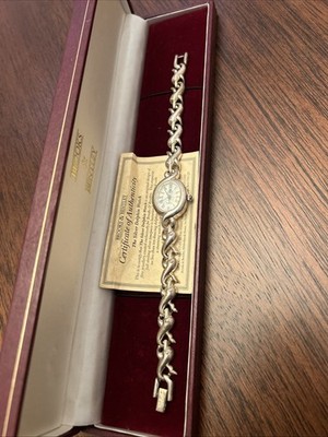 Rare Brooks & Bentley  The Silver Dolphin  925 Sterling Silver Ladies Watch