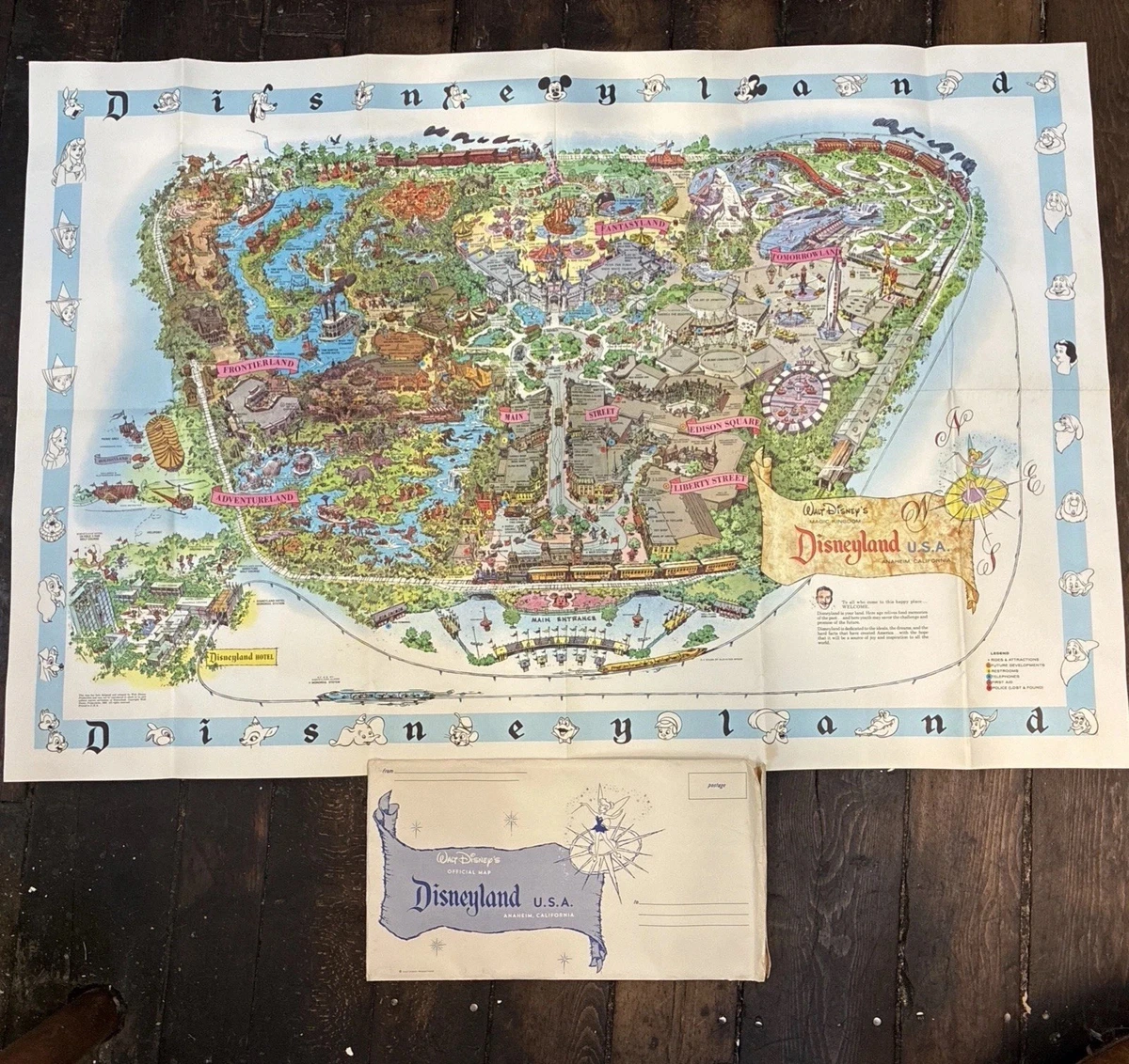 Disneyland Map In Disney Theme Park Souvenirs (Pre-1968) for sale