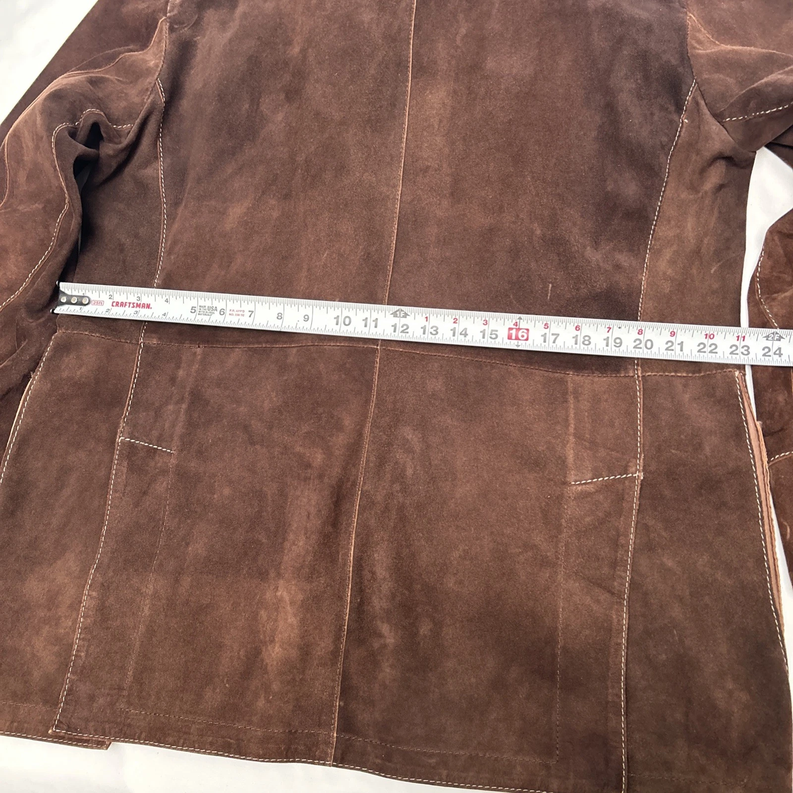GIMO'S MENSWEAR Suede XL Jacket Brown Leather Utility Safari Field Blazer Italy - product detail image 18