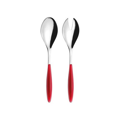 Guzzini Salad Server Set Feeling Cutlery Red Handle and Stainless Steel