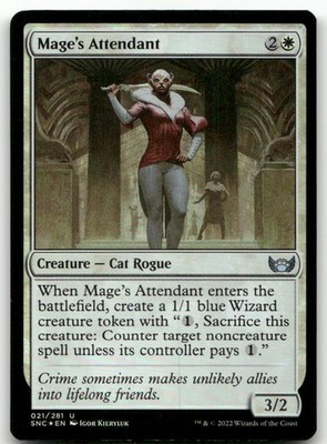 Mage's Attendant #21 (Foil) (NM) Streets New Capenna SNC Magic MTG