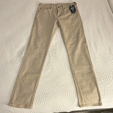 PRPS Men's Slim Straight Denim Jeans Beige Cotton Spandex Mid Rise 5-Pocket