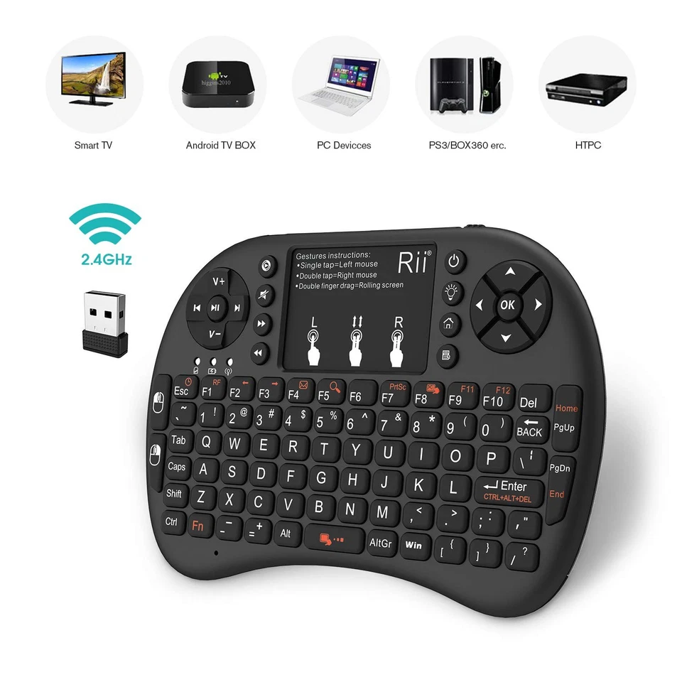 Rii 2.4GHz Mini Wireless Keyboard with Touchpad＆QWERTY Keyboard, Backlit Port... - Image 3 of 4