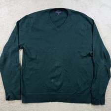 Club Room Sweater Mens Medium Green 100 Fine Cashmere V-Neck Pullover Soft