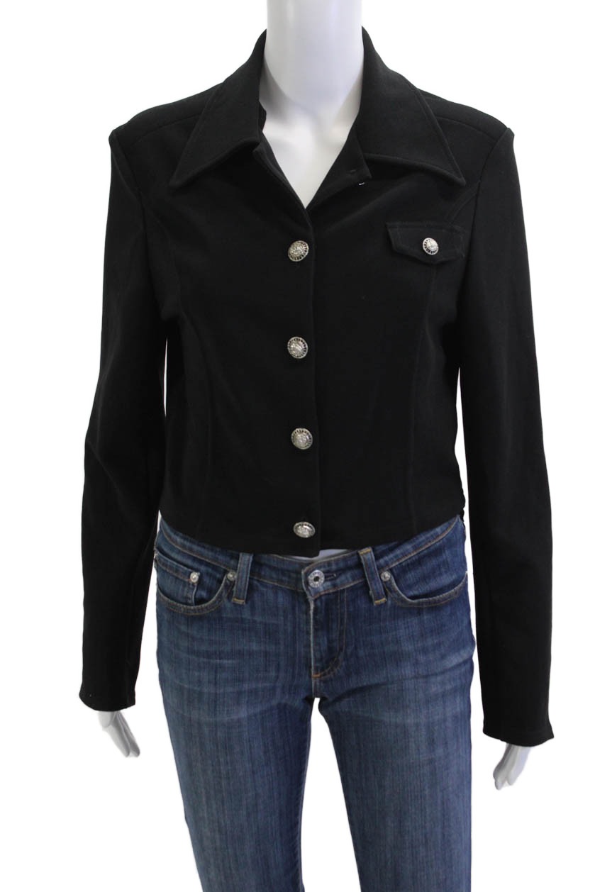 Cache Women Black Collared Button Jacket Longslee… - image 1