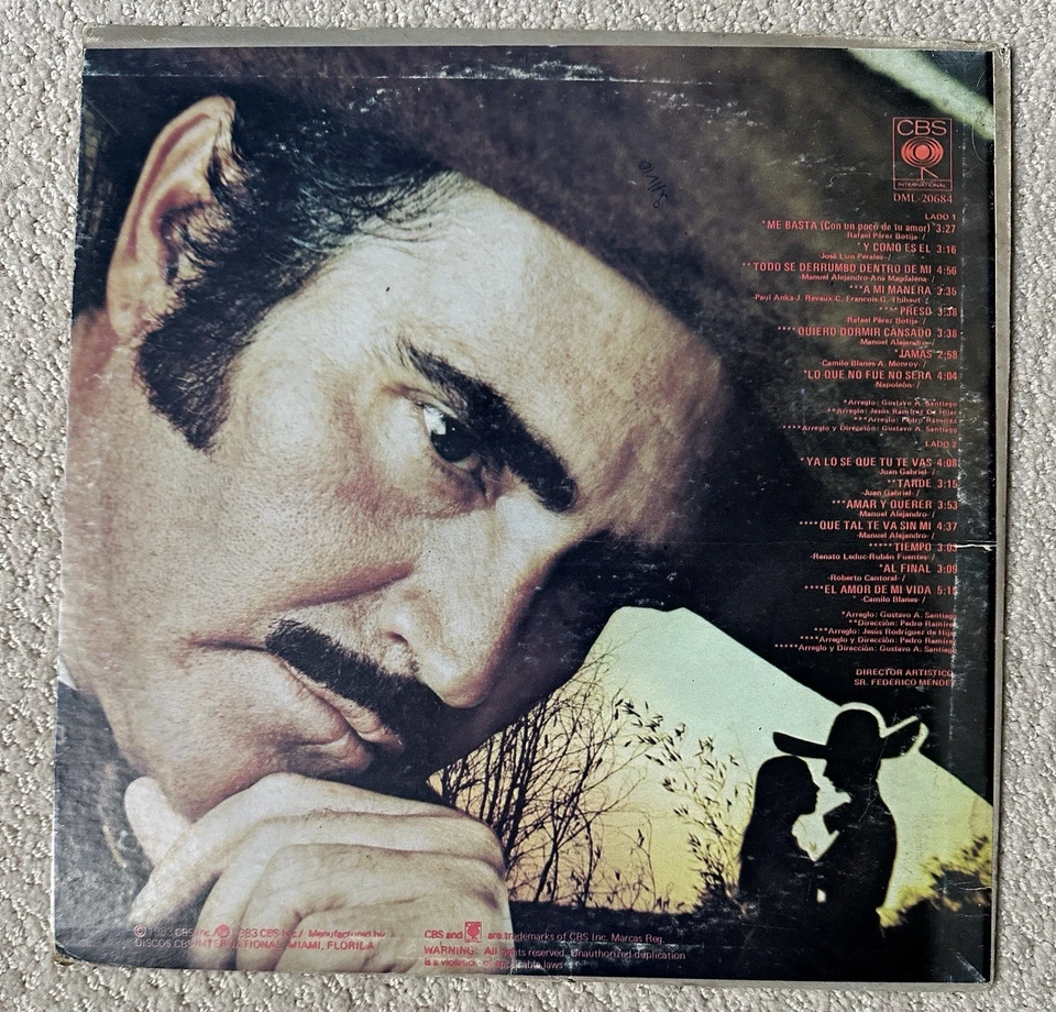 Vicente Fernández 15 Grandes Con El Numero 1 LP Vinyl 1983 CBS DML-20684 VG/VG Foto 2 de 4