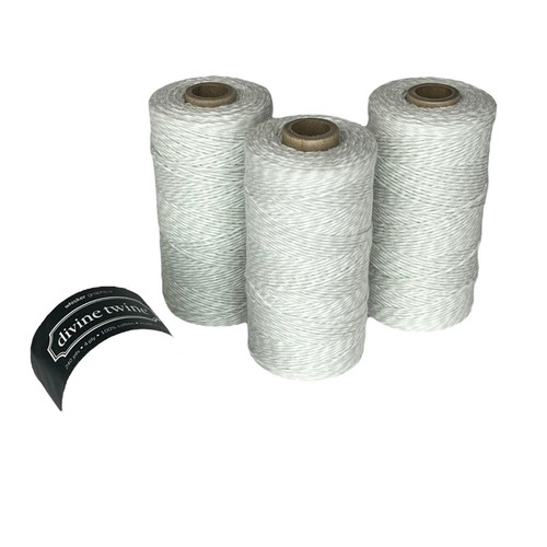 (3) Bakers Devine Twine USA Made 100% Cotton 240 Yards 4 PLY White Green String - Picture 1 of 3