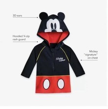 Disney Store Mickey Mouse Costume Hooded Rash Guard for Kids Size 5/6 NEW 