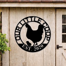 Personalized Metal Chicken Coop Sign, Custom Hen House  Our Little Coop Sign