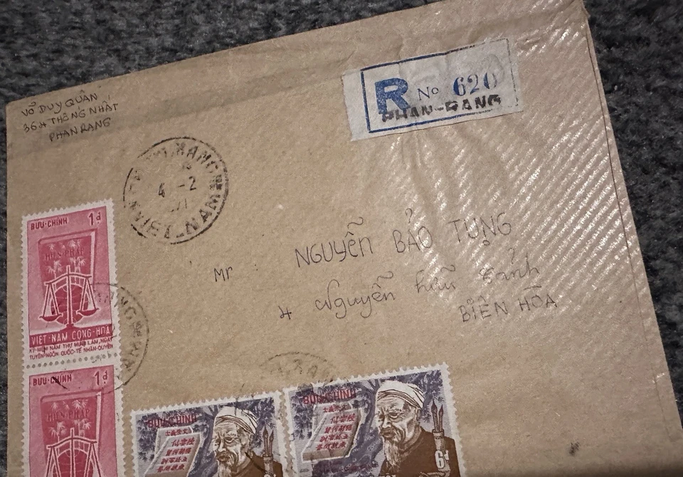 RARO VIETNAM SUR 1971 CUBIERTA DE NGUYEN BAO TUNG PHAN RANG MATASELLOS Foto 2 de 3