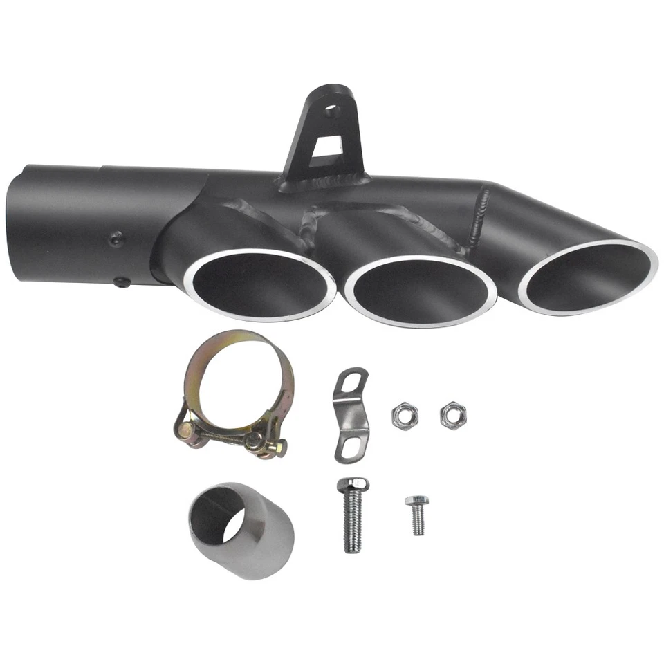 Tubo traseiro silenciador de escape de motocicleta 38mm-51mm três saídas para Yamaha YZF-R6 - Imagem 2 de 4