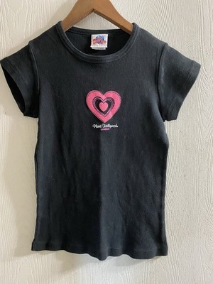 PLANET HOLLYWOOD London Pink Heart Baby Doll Black Pink Shirt Vintage Sz M