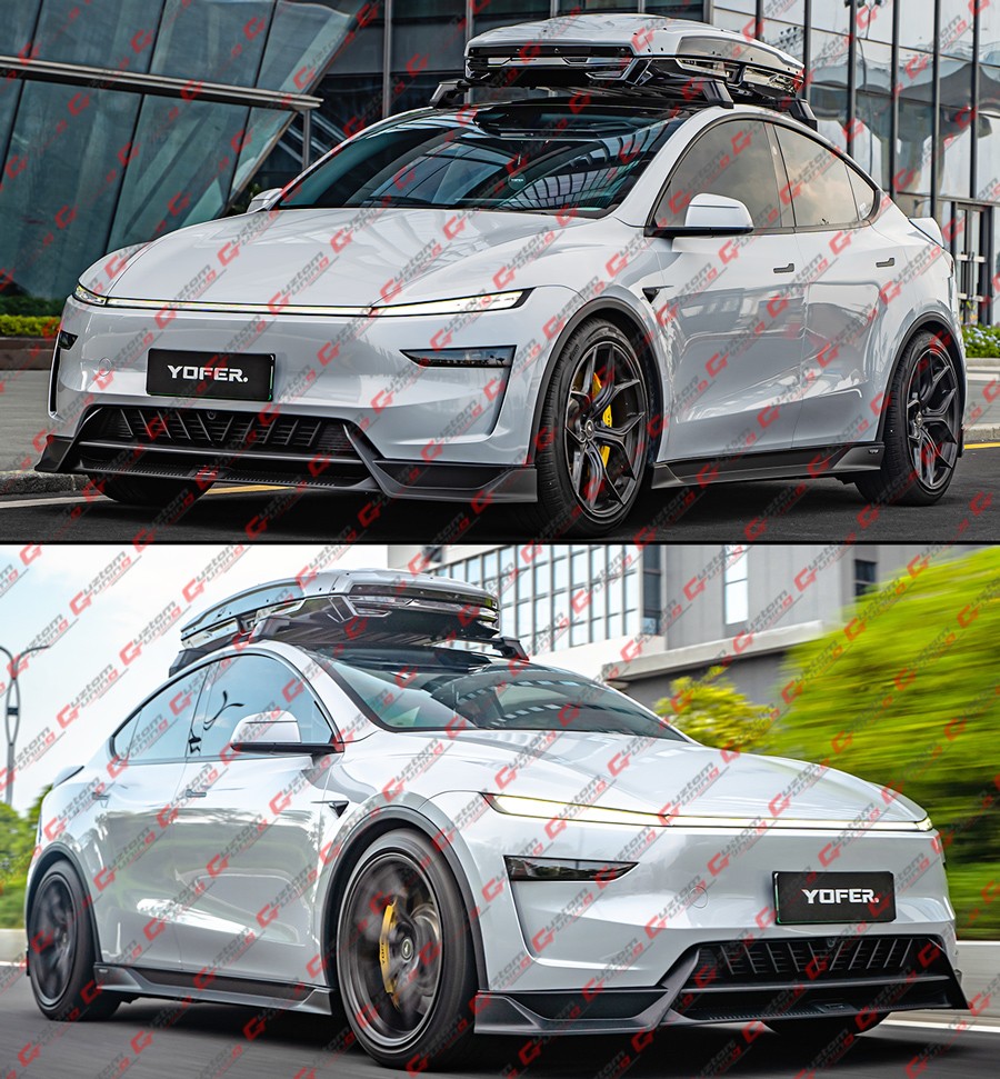 テスラ モデルY用 オーバーフェンダー フェンダーリップ For 2025-2026 Tesla Model Y Juniper Gloss Black Front Bumper Lip