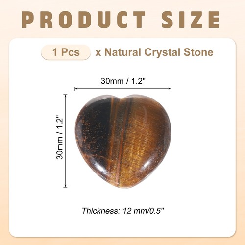 1.2 Inch Natural Heart Shaped Crystal Stone, Yellow Brown - Picture 2 of 6