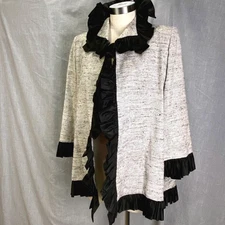 Mark Heister Silk Jacket XS Ruffled Trim Couture Evening Artwear