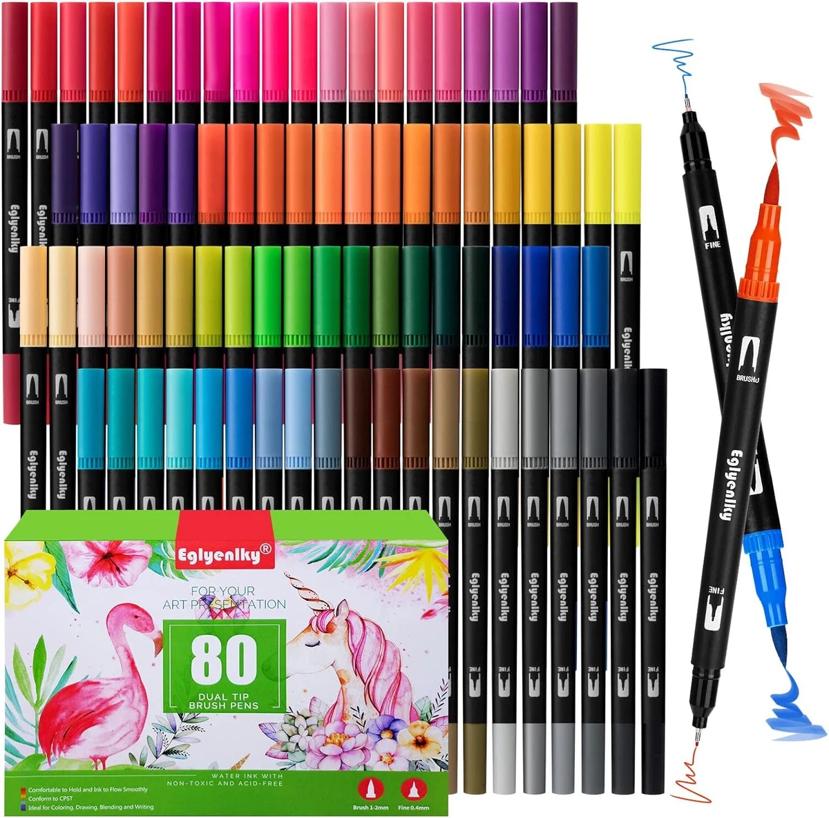 80 Markers For Adult Coloring Book Dual Brush Pens Markers SetArt