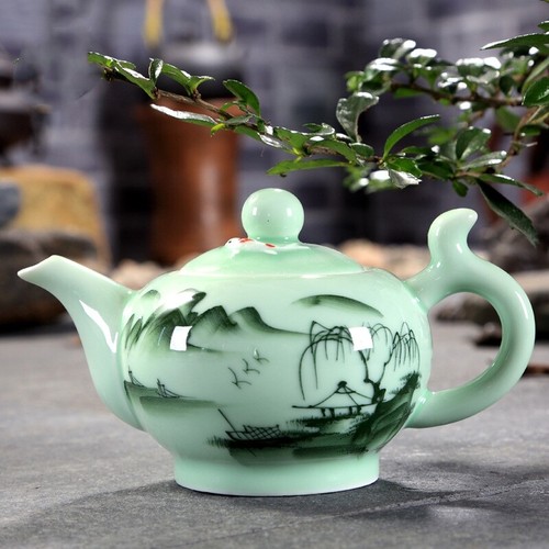 Longquan Celadon Tea Pot Handpainted Floral Ceramic Pot 7 Infuser Holes 220ml - Picture 6 of 10